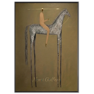 Abstract Rider on Tall Horse Canvas Art #NM358