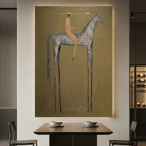 Abstract Rider on Tall Horse Canvas Art #NM358