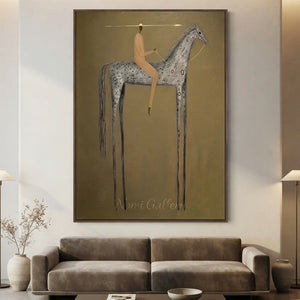 Abstract Rider on Tall Horse Canvas Art #NM358