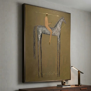 Abstract Rider on Tall Horse Canvas Art #NM358