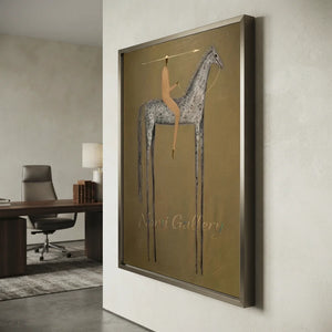 Abstract Rider on Tall Horse Canvas Art #NM358