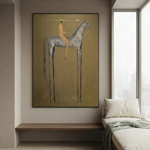 Abstract Rider on Tall Horse Canvas Art #NM358