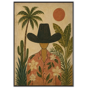 Boho Desert Wanderer with Palm Trees & Cactus Art #NM360