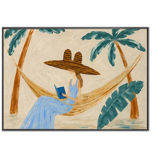 Relaxing Hammock Reader Oil Painting - Tropical Escape Art #NM338
