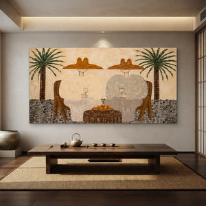 Leisurely Siesta Under Palm Trees Oil Painting #NM339