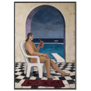 Serene Poolside Retreat Oil Painting #NM368