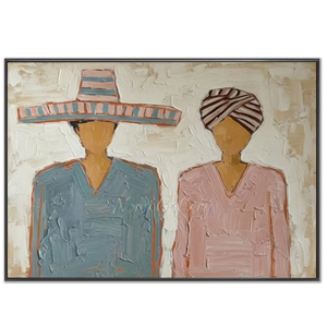 Textured Abstract Duo with Hats #NM409