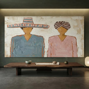 Textured Abstract Duo with Hats #NM409