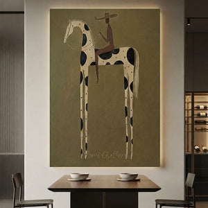 Abstract Rider on Polka Dot Horse Oil Painting #NM447