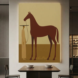 Serene Minimalist Horse & Figure Canvas Art #NM369