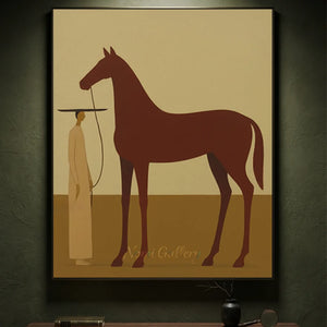 Serene Minimalist Horse & Figure Canvas Art #NM369