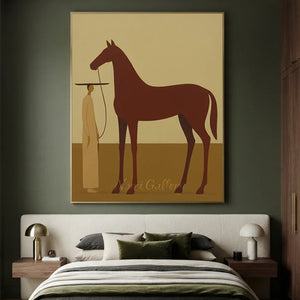 Serene Minimalist Horse & Figure Canvas Art #NM369
