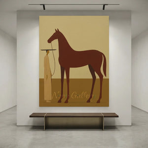 Serene Minimalist Horse & Figure Canvas Art #NM369