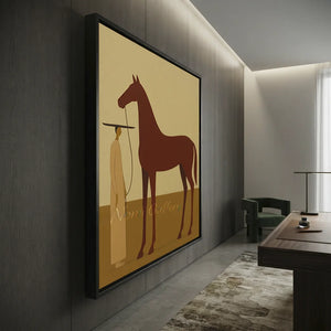 Serene Minimalist Horse & Figure Canvas Art #NM369