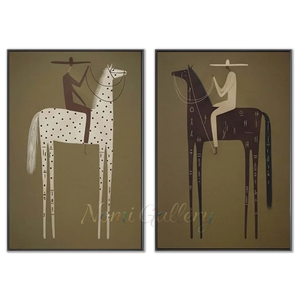 Abstract Riders on Tall Horses Duo Art Print #NM484