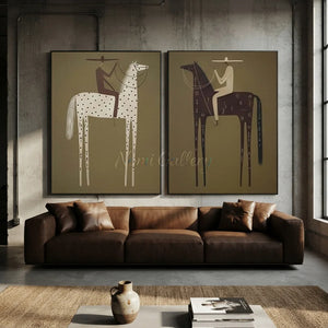 Abstract Riders on Tall Horses Duo Art Print #NM484