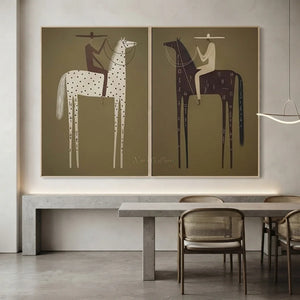 Abstract Riders on Tall Horses Duo Art Print #NM484