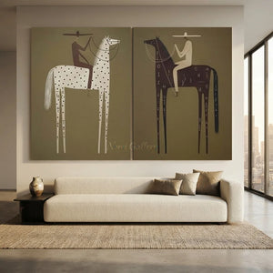 Abstract Riders on Tall Horses Duo Art Print #NM484