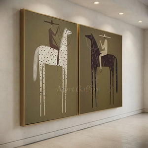 Abstract Riders on Tall Horses Duo Art Print #NM484