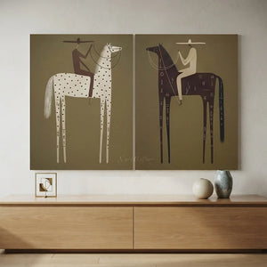 Abstract Riders on Tall Horses Duo Art Print #NM484