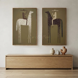 Abstract Riders on Tall Horses Duo Art Print #NM484