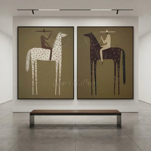 Abstract Riders on Tall Horses Duo Art Print #NM484
