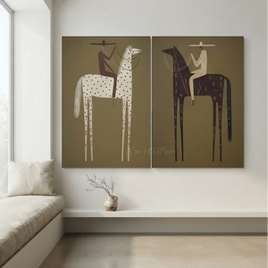 Abstract Riders on Tall Horses Duo Art Print #NM484