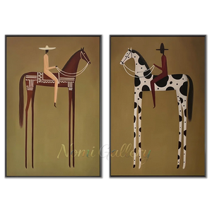 Minimalist Equestrian Duo Painting - Stylized Horse Art #NM485