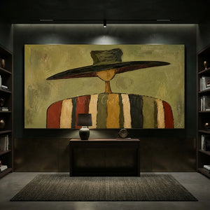 Abstract Figure with Wide Hat Oil Painting #NM343