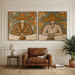 Earthy Tones Abstract Figures Oil Painting Set #NM503