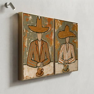 Earthy Tones Abstract Figures Oil Painting Set #NM503