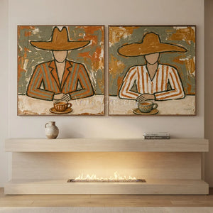 Earthy Tones Abstract Figures Oil Painting Set #NM503