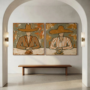 Earthy Tones Abstract Figures Oil Painting Set #NM503