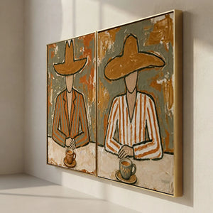 Earthy Tones Abstract Figures Oil Painting Set #NM503