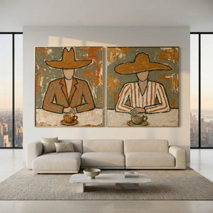 Earthy Tones Abstract Figures Oil Painting Set #NM503