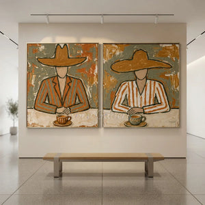 Earthy Tones Abstract Figures Oil Painting Set #NM503