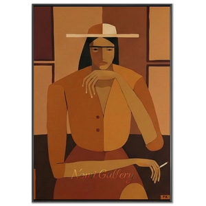 Abstract Portrait of a Pensive Woman in Earth Tones #NM374