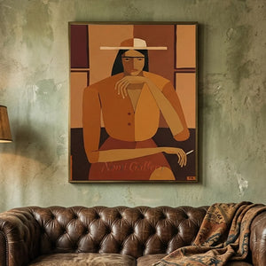Abstract Portrait of a Pensive Woman in Earth Tones #NM374