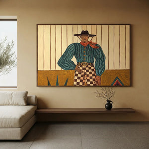 Stylish Cowboy Portrait with Gold Stripes #NM346