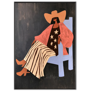 Chic Woman in Hat Abstract Painting #NM376