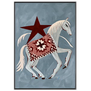 Stylized Horse with Red Star & Patterned Blanket Art #NM378
