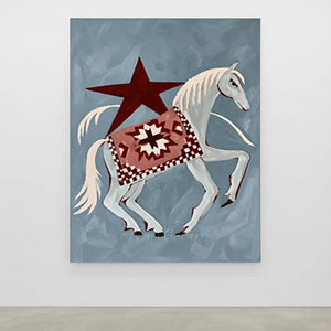 Stylized Horse with Red Star & Patterned Blanket Art #NM378