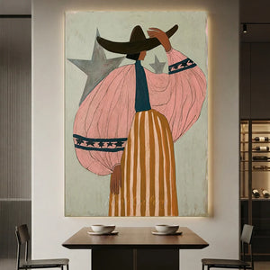 Bohemian Spirit Abstract Figure with Hat #NM379