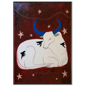 Serene Bull & Stars Abstract Oil Painting #NM380