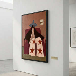 Minimalist Portrait: Woman in Hat with Star Pants #NM381