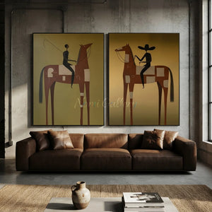 Abstract Equestrian Journey Oil Painting #NM490
