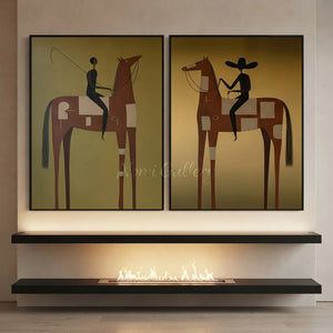 Abstract Equestrian Journey Oil Painting #NM490