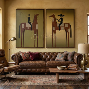 Abstract Equestrian Journey Oil Painting #NM490