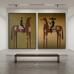 Abstract Equestrian Journey Oil Painting #NM490
