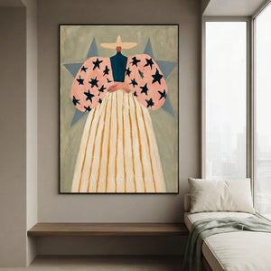 Elegant Star-Sleeved Figure Abstract Wall Art #NM387